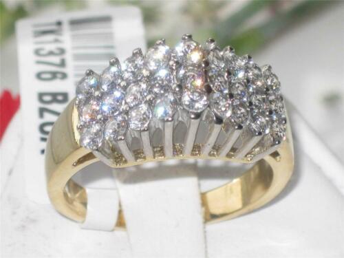 Jewellery Kingdom Ladies Cluster Cathedral Shape Dress Sparkling Ring 1.5k (Gold) - Jewelry Rings - British D'sire