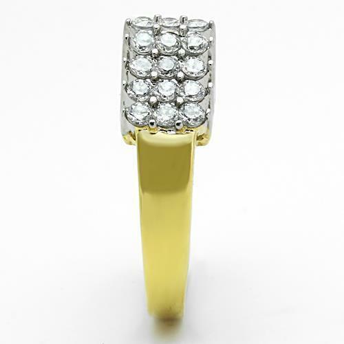 Jewellery Kingdom Ladies Cluster Raised Realistic Sparkling Steel 18 Carat Ring (Gold) - Jewelry Rings - British D'sire