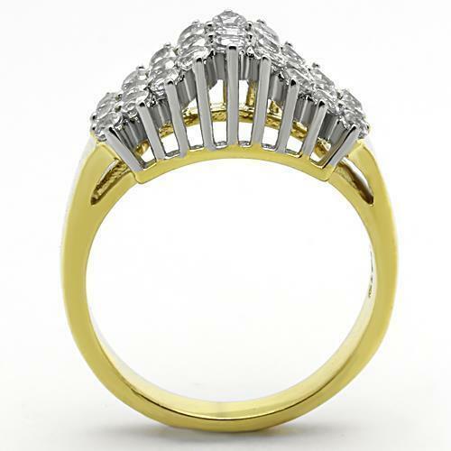 Jewellery Kingdom Ladies Cluster Raised Realistic Sparkling Steel 18 Carat Ring (Gold) - Jewelry Rings - British D'sire