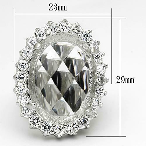 Jewellery Kingdom Ladies Cocktail 20K Clear Oval Super Sparkling Rhodium Ring (Silver) Secondary image