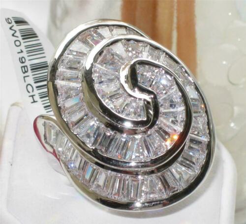 Jewellery Kingdom Ladies Cocktail Baguettes Swirl Rhodium Statement 10 Carat Ring (Silver) - Jewelry Rings - British D'sire