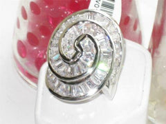 Jewellery Kingdom Ladies Cocktail Baguettes Swirl Rhodium Statement 10 Carat Ring (Silver) - Jewelry Rings - British D'sire