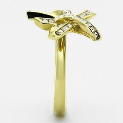 Jewellery Kingdom Ladies Cocktail Bow Pave Cubic Zirconia 18 Carat Ring (Gold) - Jewelry Rings - British D'sire