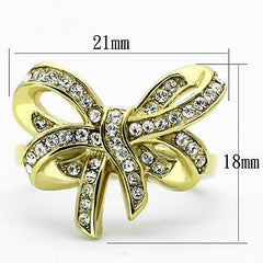 Jewellery Kingdom Ladies Cocktail Bow Pave Cubic Zirconia 18 Carat Ring (Gold) - Jewelry Rings - British D'sire