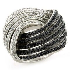 Jewellery Kingdom Ladies Cocktail Cubic Zirconia Sterling Silver Statement Black & White Ring - Jewelry Rings - British D'sire
