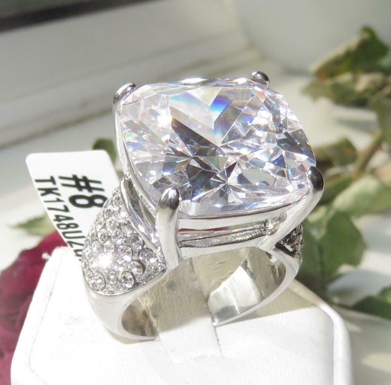 Jewellery Kingdom Ladies Cocktail Cushion Cut Big 1.7 Carat Stainless Steel Statement Ring - Jewelry Rings - British D'sire