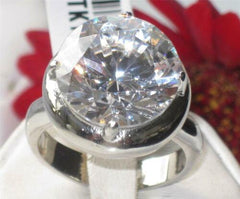 Jewellery Kingdom Ladies Cocktail Cz 19 Carat Solitaire Stainless Steel Cz Big Sparkling Ring - Jewelry Rings - British D'sire