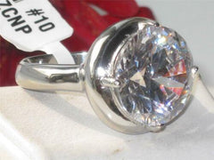 Jewellery Kingdom Ladies Cocktail Cz 19 Carat Solitaire Stainless Steel Cz Big Sparkling Ring - Jewelry Rings - British D'sire