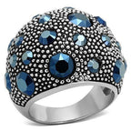 Jewellery Kingdom Ladies Cocktail Cz Blue Montana Sapphire Stainless Steel Ring - Jewelry Rings - British D'sire
