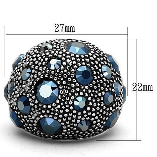 Jewellery Kingdom Ladies Cocktail Cz Blue Montana Sapphire Stainless Steel Ring - Jewelry Rings - British D'sire