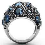 Jewellery Kingdom Ladies Cocktail Cz Blue Montana Sapphire Stainless Steel Ring - Jewelry Rings - British D'sire