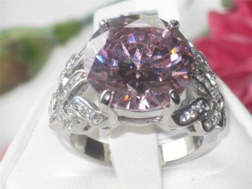 Jewellery Kingdom Ladies Cocktail Cz Stainless Steel Solitaire 10 Carat Sapphire Ring (Pink) - Jewelry Rings - British D'sire