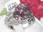 Jewellery Kingdom Ladies Cocktail Cz Stainless Steel Solitaire 10 Carat Sapphire Ring (Pink) - Jewelry Rings - British D'sire