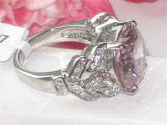 Jewellery Kingdom Ladies Cocktail Cz Stainless Steel Solitaire 10 Carat Sapphire Ring (Pink) - Jewelry Rings - British D'sire