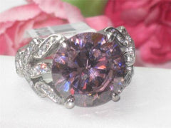 Jewellery Kingdom Ladies Cocktail Cz Stainless Steel Solitaire 10 Carat Sapphire Ring (Pink) - Jewelry Rings - British D'sire