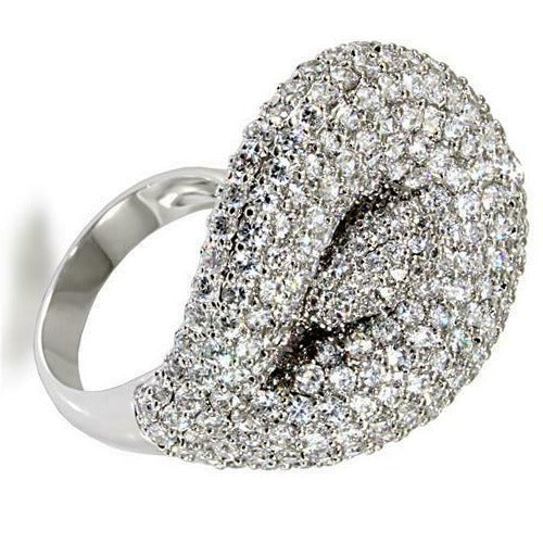 Jewellery Kingdom Ladies Cocktail Cz Statement Rhodium Pave Silver Ring - Jewelry Rings - British D'sire Main image