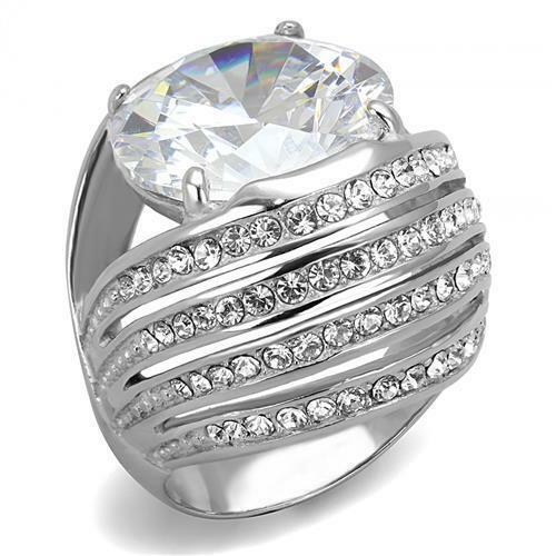 Jewellery Kingdom Ladies Cocktail Dome 7K Stainless Steel Ring (Silver) - Rings - British D'sire Main image