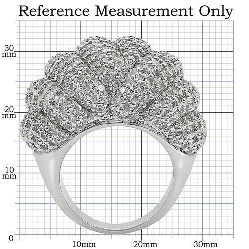 Jewellery Kingdom Ladies Cocktail Dome Cubic Zirconia Rhodium Big Statement Ring (Silver) Secondary image
