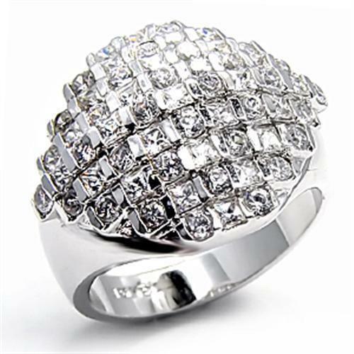 Jewellery Kingdom Ladies Cocktail Dome Cz Statement Princess Round Sparkling Ring (Silver) - Jewelry Rings - British D'sire Main image