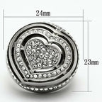 Jewellery Kingdom Ladies Cocktail Dome Heart Cz Cubic Zirconia Clear Stainless Steel Ring - Jewelry Rings - British D'sire