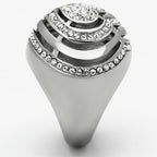 Jewellery Kingdom Ladies Cocktail Dome Heart Cz Cubic Zirconia Clear Stainless Steel Ring - Jewelry Rings - British D'sire