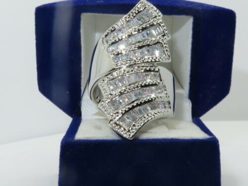 Jewellery Kingdom Ladies Cocktail Fan Cubic Zirconia Rhodium Statement Sale 7x108 Ring (Silver) - Jewelry Rings - British D'sire Main image