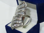 Jewellery Kingdom Ladies Cocktail Fan Cubic Zirconia Rhodium Statement Sale 7x108 Ring (Silver) - Jewelry Rings - British D'sire