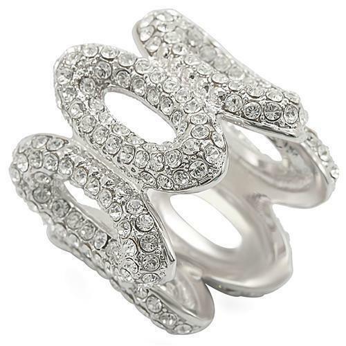 Jewellery Kingdom Ladies Cocktail Full Eternity Oval Rhodium Cz Statement Pave Ring (Silver) - Jewelry Rings - British D'sire Main image