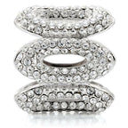 Jewellery Kingdom Ladies Cocktail Full Eternity Oval Rhodium Cz Statement Pave Ring (Silver) - Jewelry Rings - British D'sire