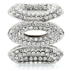 Jewellery Kingdom Ladies Cocktail Full Eternity Oval Rhodium Cz Statement Pave Ring (Silver) - Jewelry Rings - British D'sire
