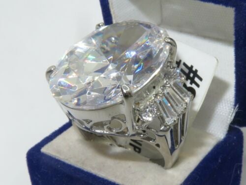 Jewellery Kingdom Ladies Cocktail Oval Simulated Diamonds 20CT Stainless Steel Ring (Silver) - Jewelry Rings - British D'sire