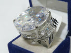 Jewellery Kingdom Ladies Cocktail Oval Simulated Diamonds 20CT Stainless Steel Ring (Silver) - Jewelry Rings - British D'sire