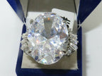 Jewellery Kingdom Ladies Cocktail Oval Simulated Diamonds 20CT Stainless Steel Ring (Silver) - Jewelry Rings - British D'sire