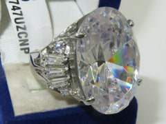 Jewellery Kingdom Ladies Cocktail Oval Simulated Diamonds 20CT Stainless Steel Ring (Silver) - Jewelry Rings - British D'sire