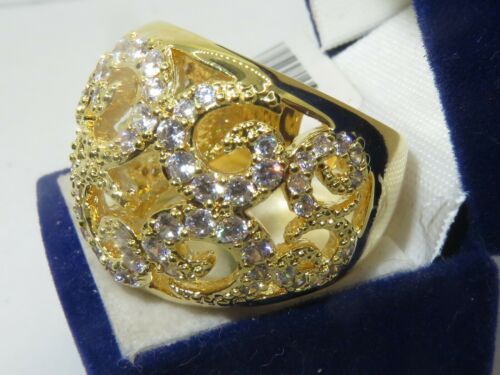 Jewellery Kingdom Ladies Cocktail Pave Dome Ring (Gold) - Rings - British D'sire