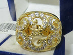 Jewellery Kingdom Ladies Cocktail Pave Dome Ring (Gold) - Rings - British D'sire