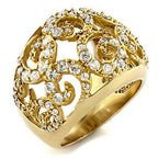 Jewellery Kingdom Ladies Cocktail Pave Dome Ring (Gold) - Rings - British D'sire