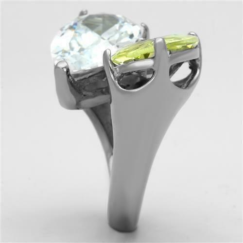 Jewellery Kingdom Ladies Cocktail Pear Oval 14ct Cubic Zirconia Stainless Steel Ring (Silver) - Jewelry Rings - British D'sire