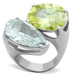 Jewellery Kingdom Ladies Cocktail Pear Oval 14ct Cubic Zirconia Stainless Steel Ring (Silver) - Jewelry Rings - British D'sire