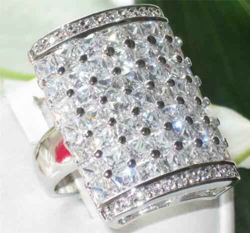 Jewellery Kingdom Ladies Cocktail Princess Cut Statement Rhodium Silver Cz Sparkling Ring Secondary image