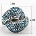 Jewellery Kingdom Ladies Cocktail Ring Blue Topaz Crystal Silver Stainless Steel - Jewelry Rings - British D'sire