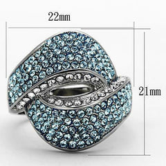 Jewellery Kingdom Ladies Cocktail Ring Blue Topaz Crystal Silver Stainless Steel - Jewelry Rings - British D'sire