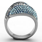Jewellery Kingdom Ladies Cocktail Ring Blue Topaz Crystal Silver Stainless Steel - Jewelry Rings - British D'sire