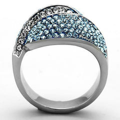 Jewellery Kingdom Ladies Cocktail Ring Blue Topaz Crystal Silver Stainless Steel - Jewelry Rings - British D'sire