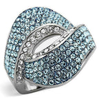 Jewellery Kingdom Ladies Cocktail Ring Blue Topaz Crystal Silver Stainless Steel - Jewelry Rings - British D'sire