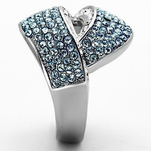 Jewellery Kingdom Ladies Cocktail Ring Blue Topaz Crystal Silver Stainless Steel - Jewelry Rings - British D'sire
