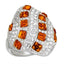 Jewellery Kingdom Ladies Cocktail Ring Cz Orange Princess Statement Silver Rhodium Pave - Jewelry Rings - British D'sire