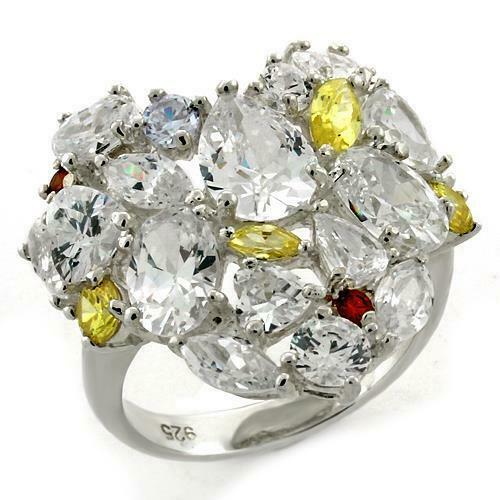 Jewellery Kingdom Ladies Cocktail Ring Pear Marquise Oval Rubies Citrine Sterling Silver - Jewelry Rings - British D'sire Main image