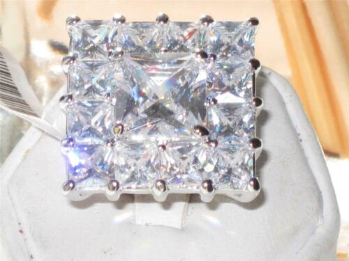 Jewellery Kingdom Ladies Cocktail Ring Princess Cut Cz Square Clear Sparkling Silver Rhodium - Jewelry Rings - British D'sire