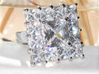 Jewellery Kingdom Ladies Cocktail Ring Princess Cut Cz Square Clear Sparkling Silver Rhodium - Jewelry Rings - British D'sire
